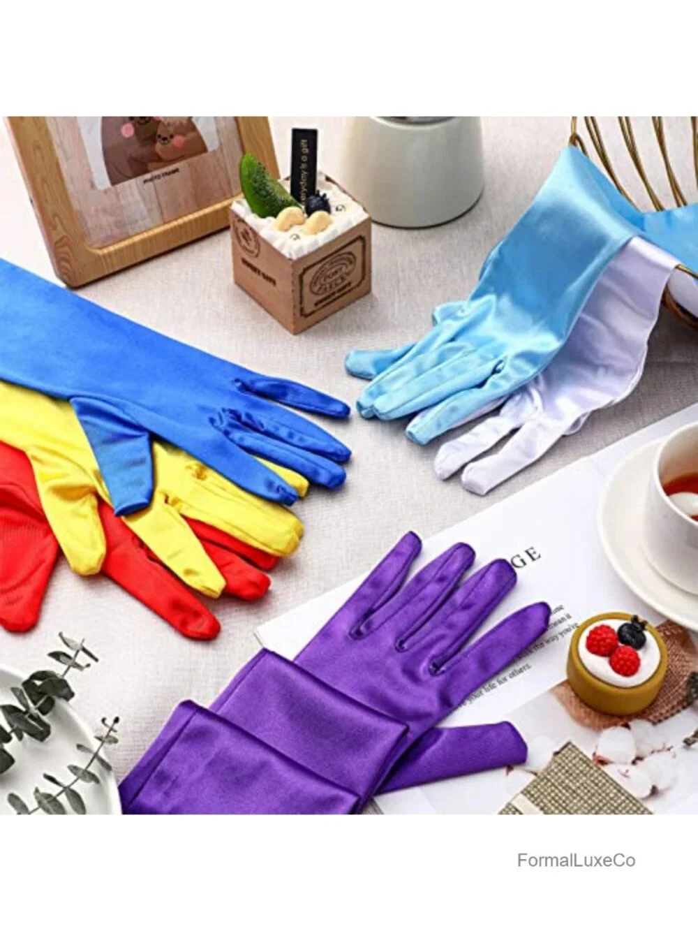 9 Pcs Elbow Length Opera Gloves Women Satin Party Glove Set